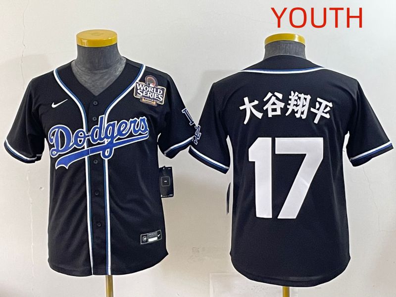 Youth 2025 Los Angeles Dodgers 17 Ohtani Black Three generations Fashion Nike MLB Jersey style 21